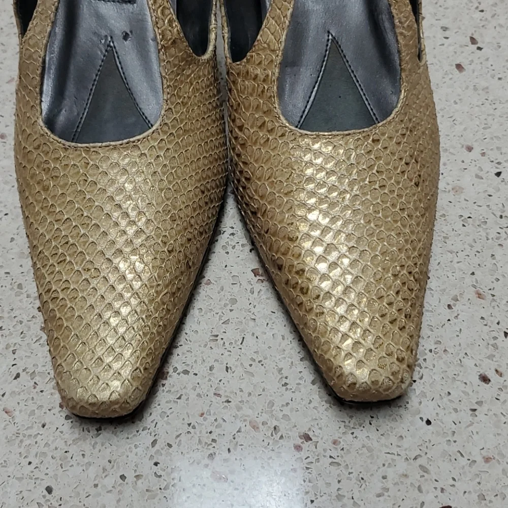 Alfonzo & Franco Golden Beige scale pattern shoes